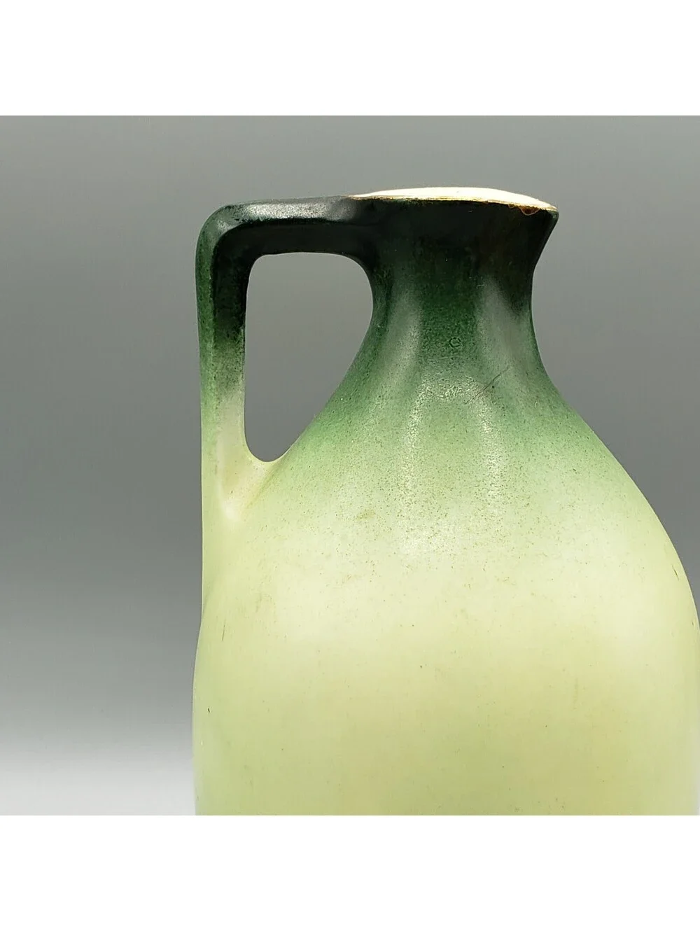 Vintage Austria Ewer Vase Maiden in Field of Flowers Green Pitcher Jug Porcelain